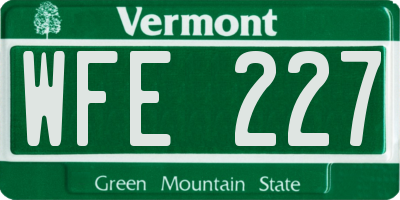 VT license plate WFE227