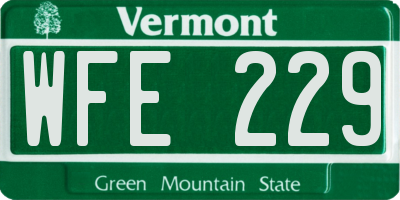 VT license plate WFE229