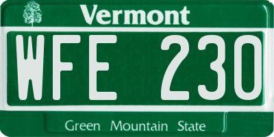VT license plate WFE230
