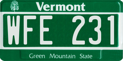VT license plate WFE231