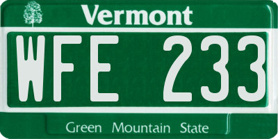 VT license plate WFE233
