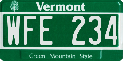 VT license plate WFE234