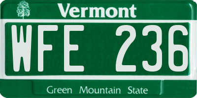 VT license plate WFE236