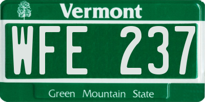 VT license plate WFE237