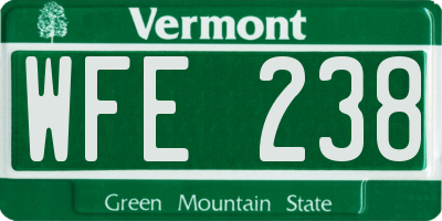VT license plate WFE238