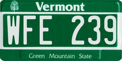 VT license plate WFE239