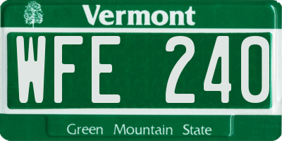 VT license plate WFE240