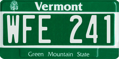 VT license plate WFE241
