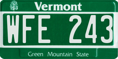 VT license plate WFE243