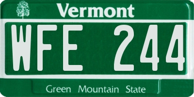 VT license plate WFE244