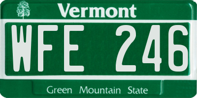 VT license plate WFE246