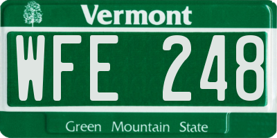 VT license plate WFE248