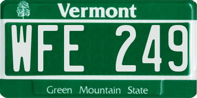 VT license plate WFE249