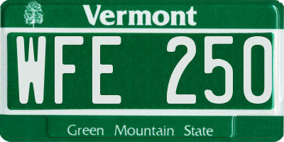 VT license plate WFE250