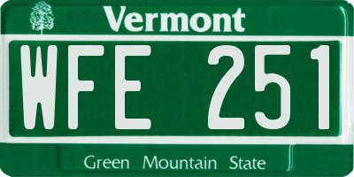 VT license plate WFE251