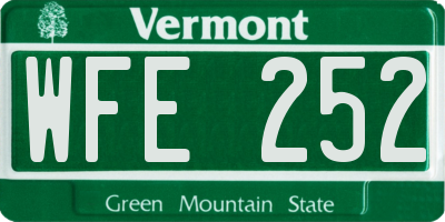 VT license plate WFE252