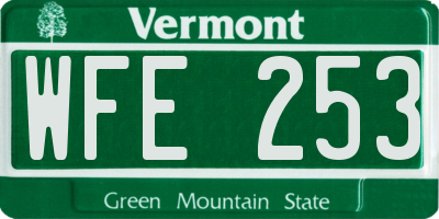 VT license plate WFE253