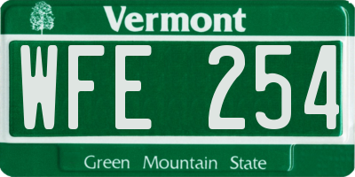 VT license plate WFE254