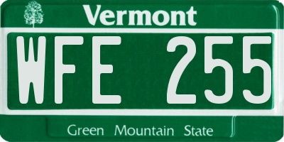 VT license plate WFE255