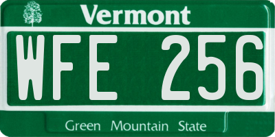 VT license plate WFE256
