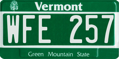 VT license plate WFE257