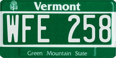 VT license plate WFE258
