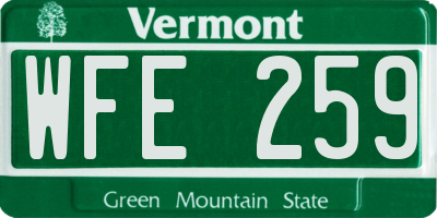 VT license plate WFE259