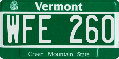 VT license plate WFE260