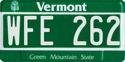 VT license plate WFE262