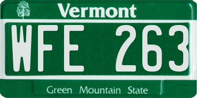 VT license plate WFE263