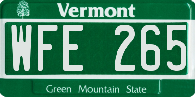 VT license plate WFE265