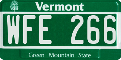 VT license plate WFE266