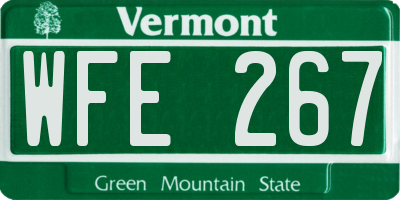 VT license plate WFE267