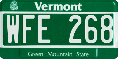 VT license plate WFE268