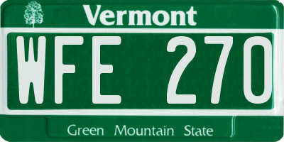 VT license plate WFE270
