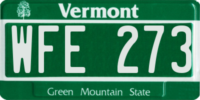 VT license plate WFE273