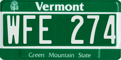 VT license plate WFE274