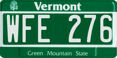 VT license plate WFE276