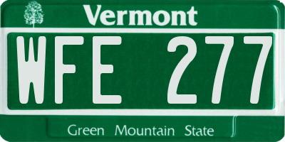 VT license plate WFE277