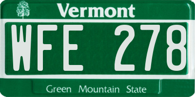 VT license plate WFE278