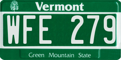 VT license plate WFE279