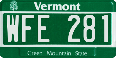 VT license plate WFE281