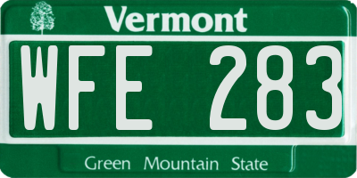 VT license plate WFE283