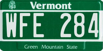 VT license plate WFE284
