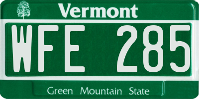 VT license plate WFE285