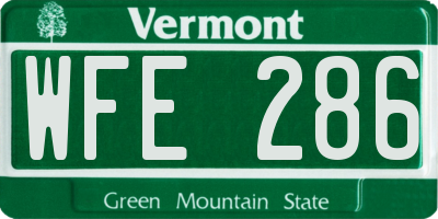 VT license plate WFE286