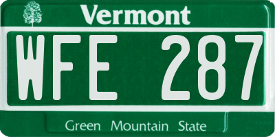 VT license plate WFE287