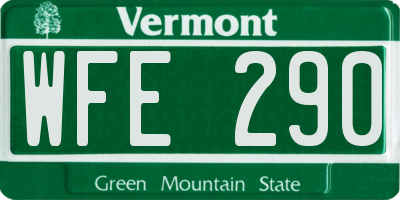 VT license plate WFE290