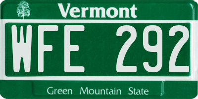 VT license plate WFE292
