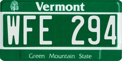 VT license plate WFE294